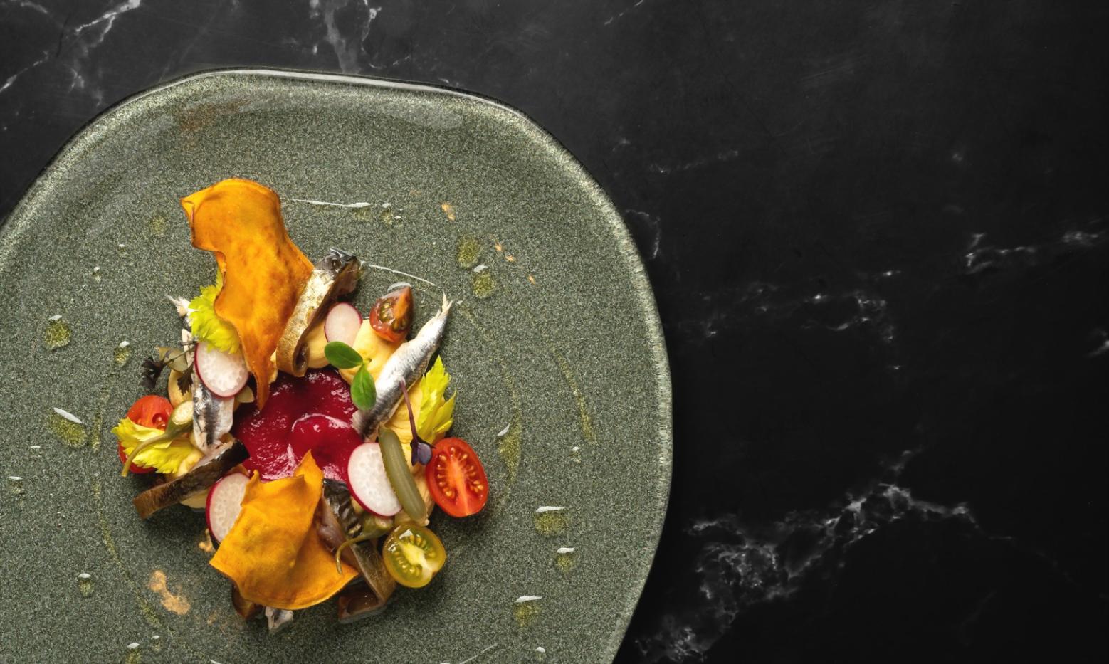 Seasonal ingredients prepared in workshop setting
